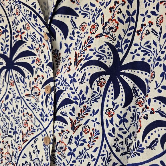 Joie Linen Blend Resort Top Cropped Palm Tree Tropical Top Boxy Size M - Picture 6 of 7